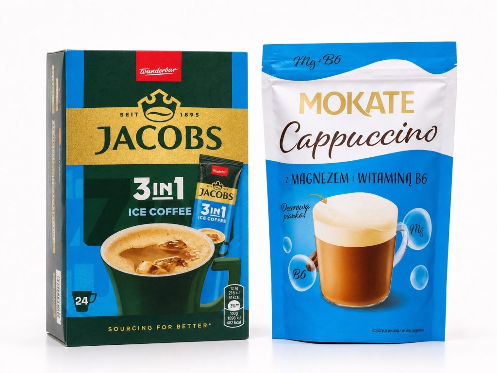 Kawa Jacobs 3in1 Ice Coffee oraz Mokate Cappuccino dostępne w sklepie JerezMagazin w Jerez de la Frontera, Hiszpania.