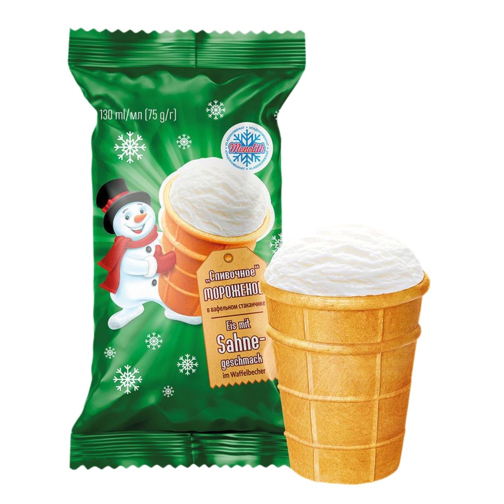 Helado Monolith sabor nata. Producto de Europa del Este en JerezMagazin en Jerez de la Frontera.